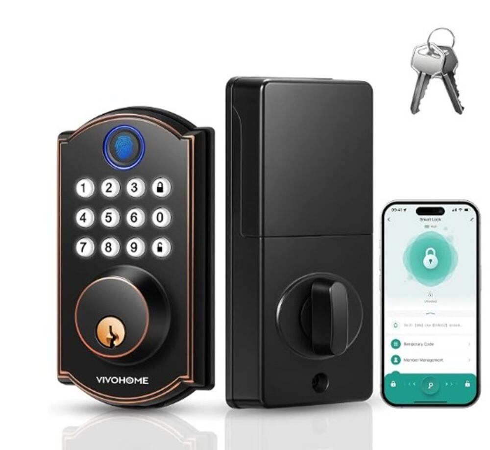 VIVOHOME VH1778 Smart Lock Fingerprint Keypad Bluetooth Deadbolt NEW Sealed